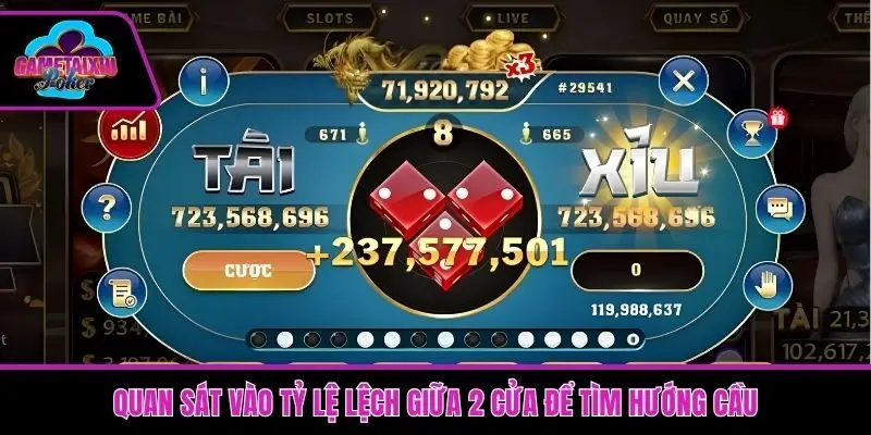 Quan sát vào tỷ lệ lệch giữa 2 cửa để tìm hướng cầu
